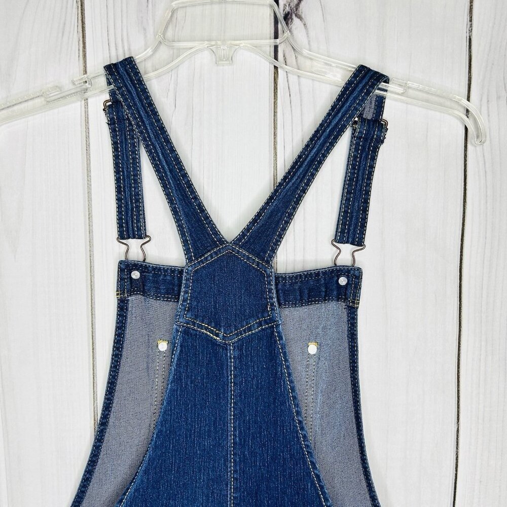 No Boundaries Short Jeans Overalls Stretch Denim Size L (11-13) Cuffed - Picture 8 of 11